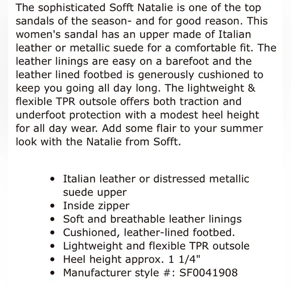 NWOB Sofft Natalia Metallic Taupe Open-Toe Mules in color LUGGAGE, 7 - Picture 6 of 6